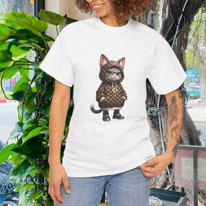 Whimsical Cat-Themed Unisex Heavy Cotton Tee T-Shirt